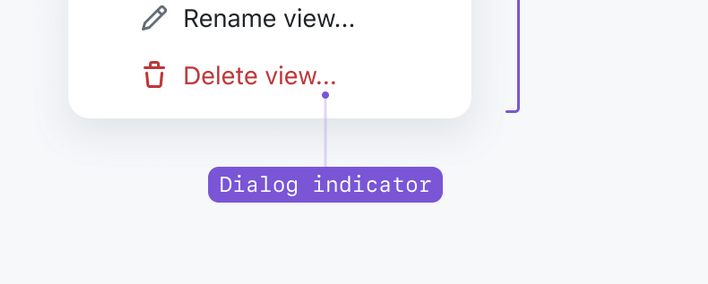 screenshot of action menu with a danger button that opens a dialog