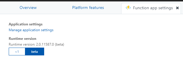 Deploy to Function app gives "The remote runtime "beta" is not ...