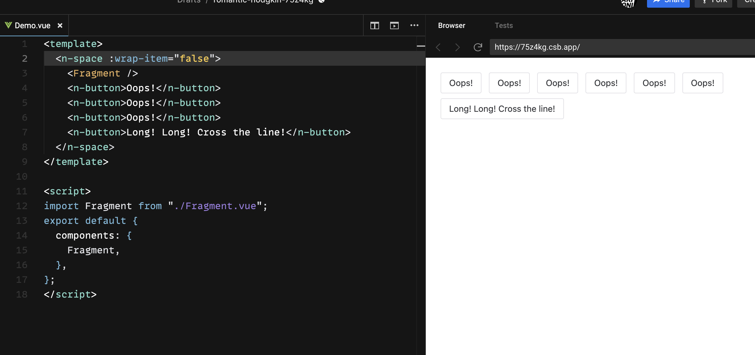 No gaps appear when using fragment child in n-space component（使用 ...