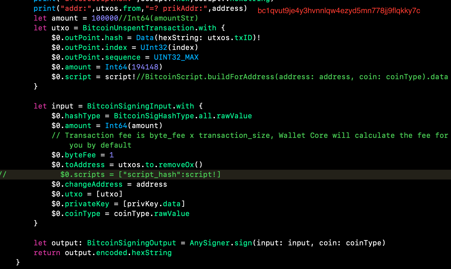 swift got a error: "Error validating transaction: Transaction ...