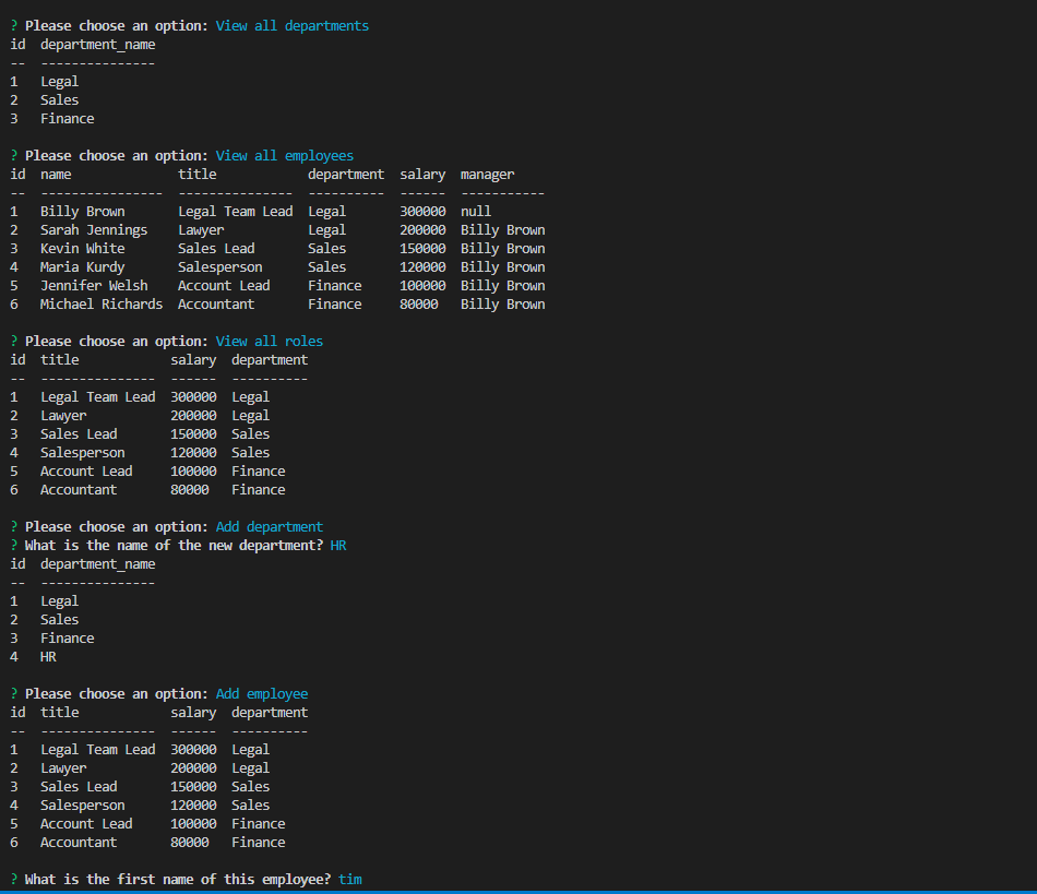 Github blainekb 12 challenge employee tracker