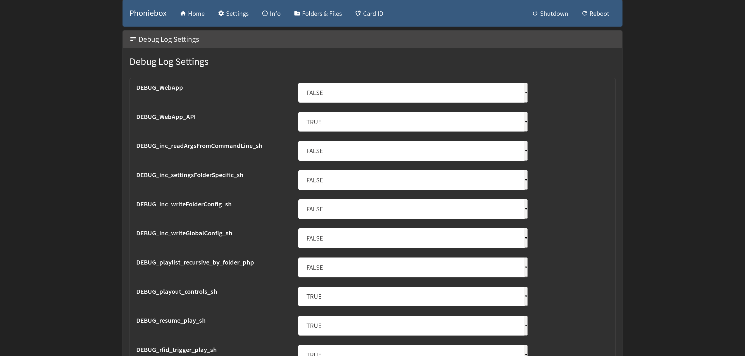 Phoniebox-Settings-DebugLog