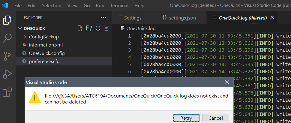 delete file/s from file explorer will always show a Mode dialog warming ...