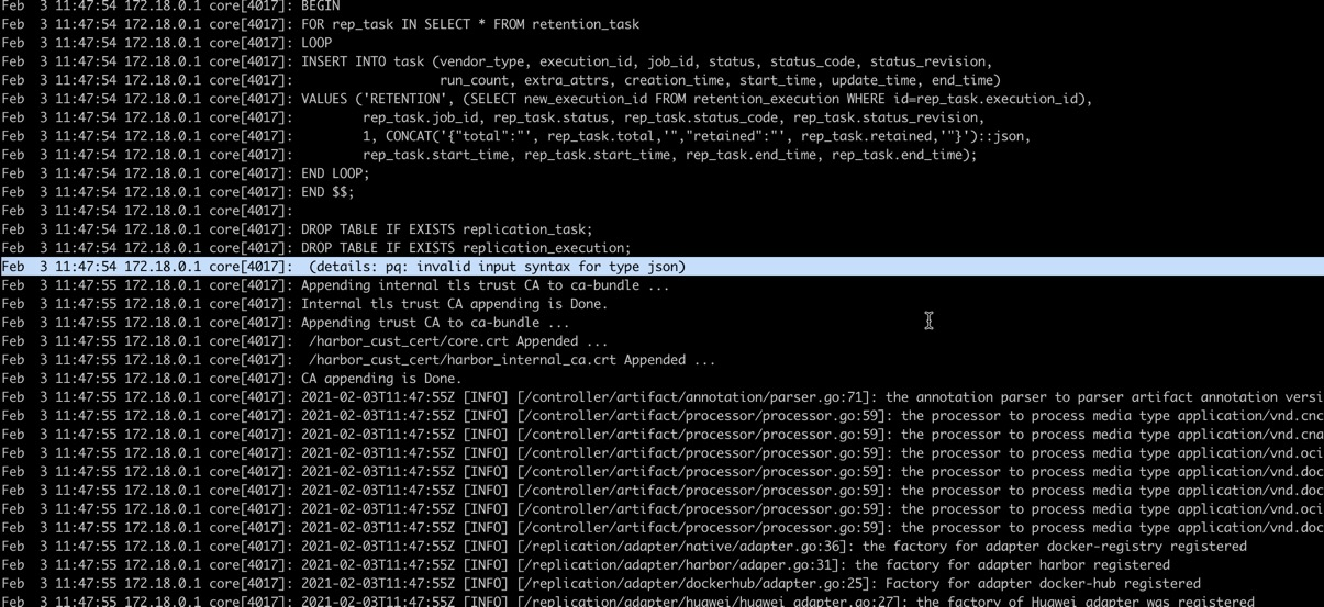 Db upgrade failed from 2 1 0 to 2 2 0 rc1 issue 14156 goharbor