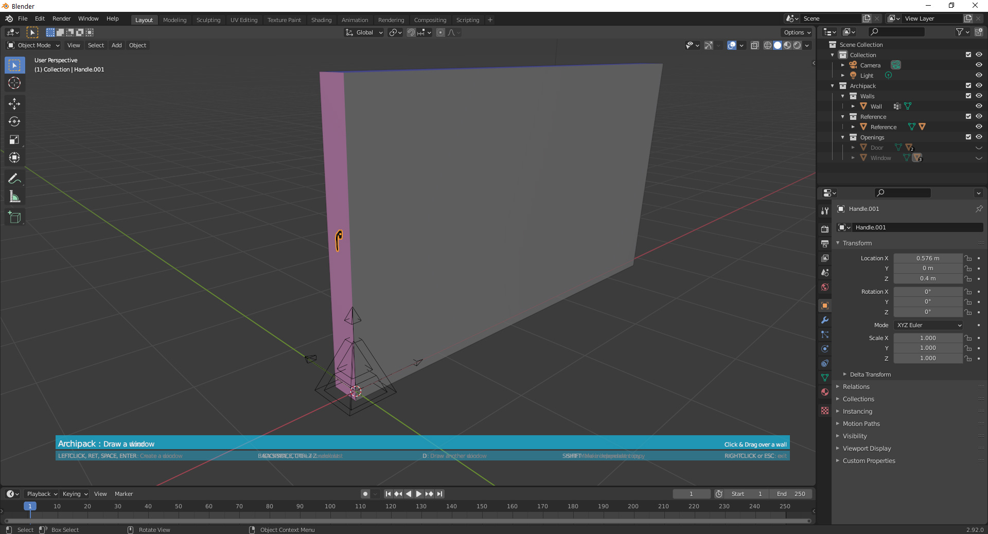 Can't add windows and doors · Issue #240 · s-leger/archipack · GitHub