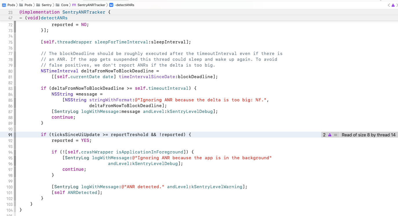 detectANRs thread safe issue · Issue #2508 · getsentry/sentry-cocoa ...