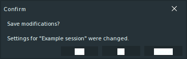 screenshot of confirm changes to session dialog