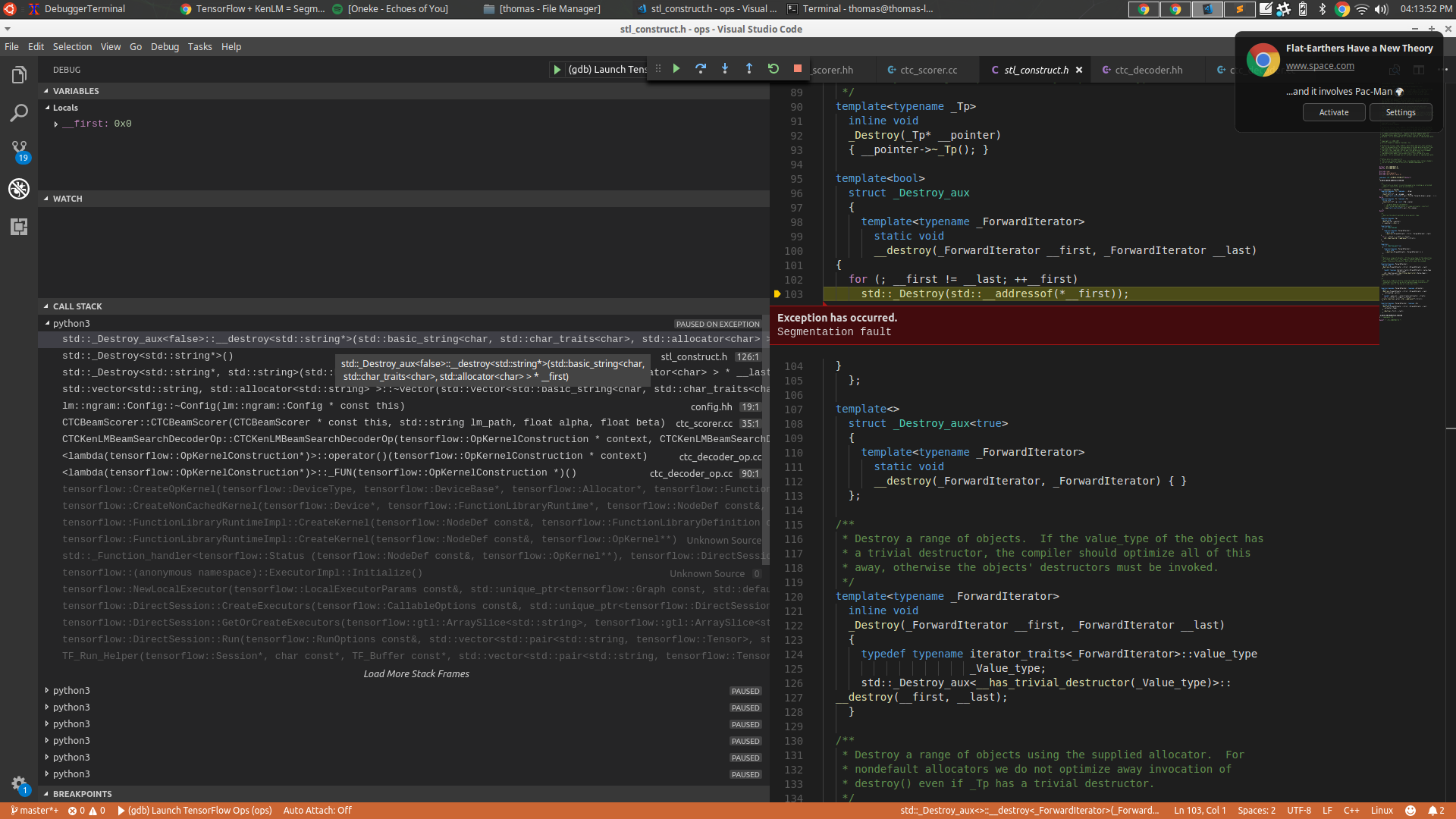 TensorFlow + KenLM = Segmentation Fault · Issue #154 · kpu/kenlm · GitHub