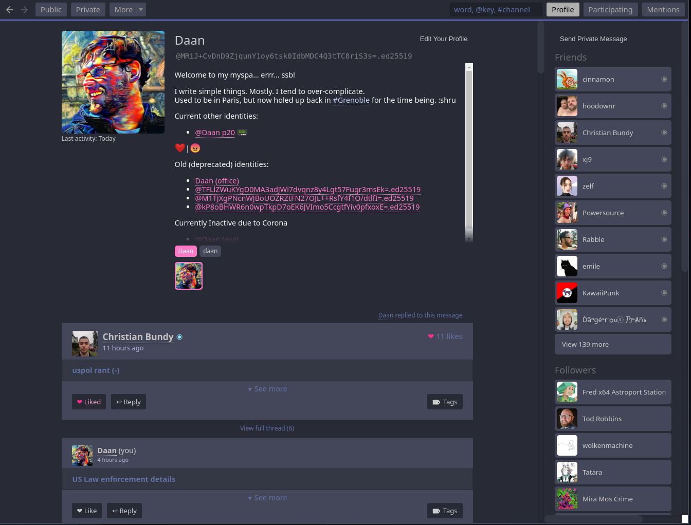 screenshot of profile page in dracula theme