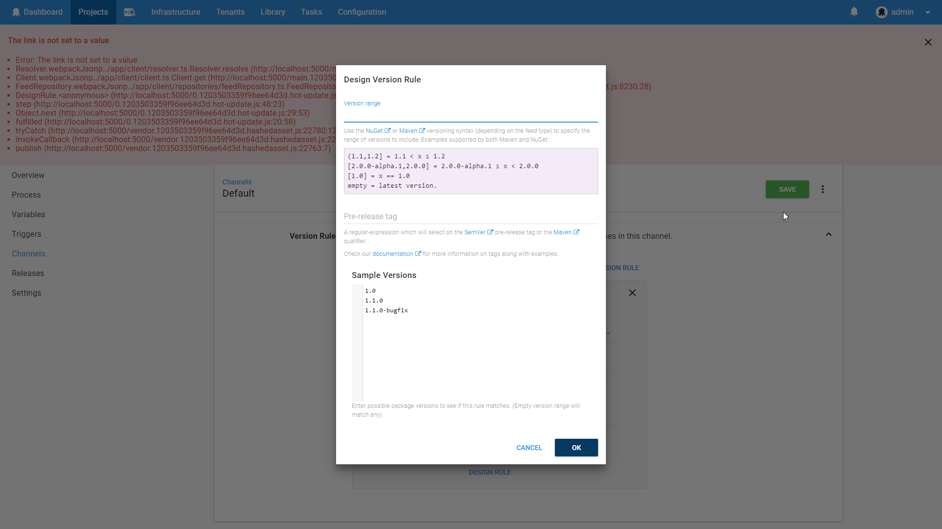 Feed errors when designing rules for channels · Issue #4059 ...