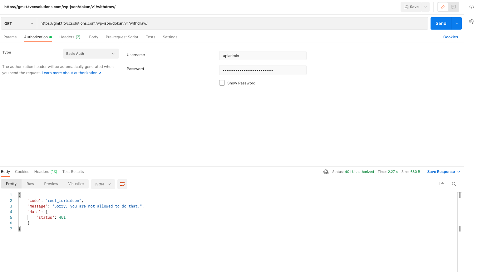 REST API Error 401 · Issue #1574 · getdokan/dokan · GitHub