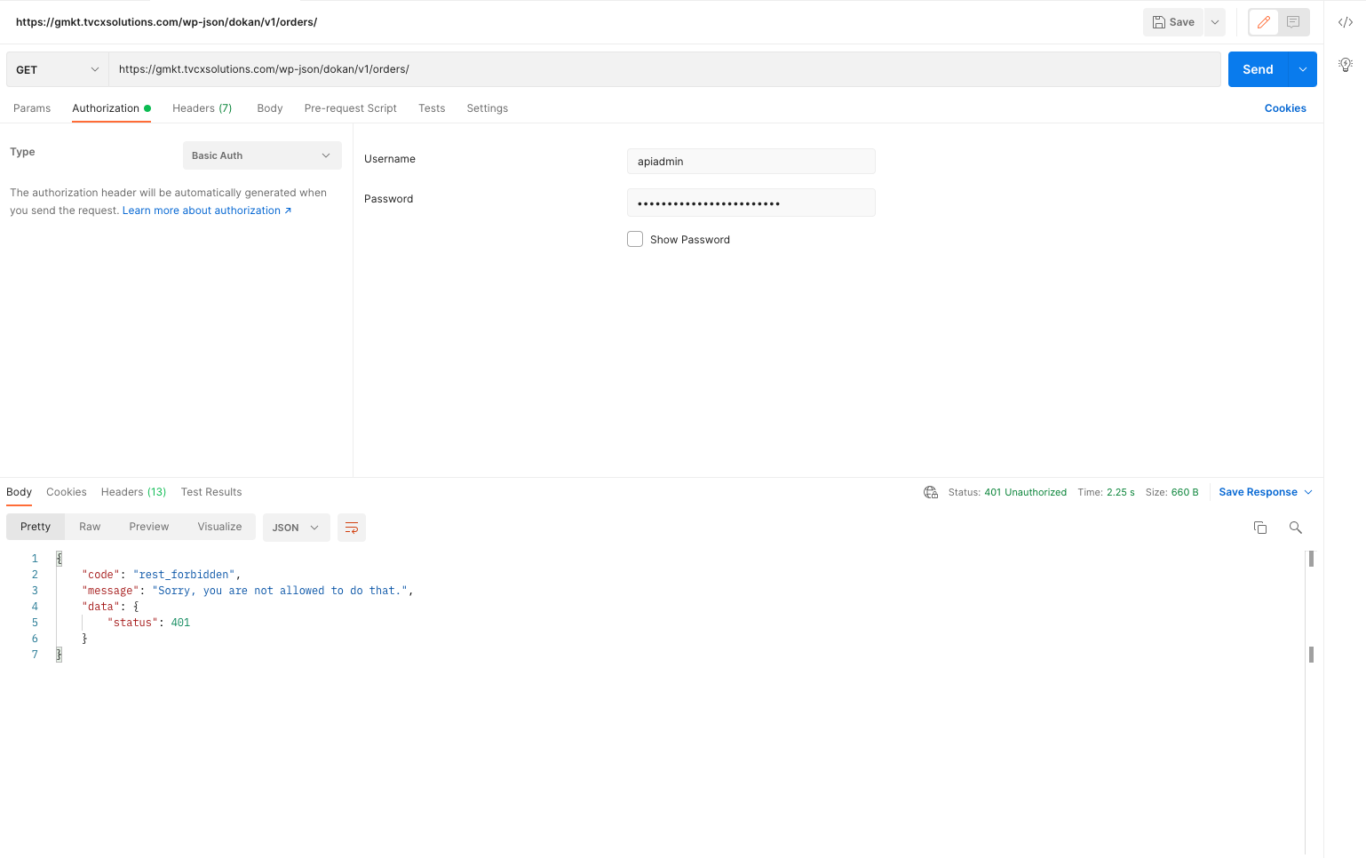 REST API Error 401 · Issue #1574 · getdokan/dokan · GitHub