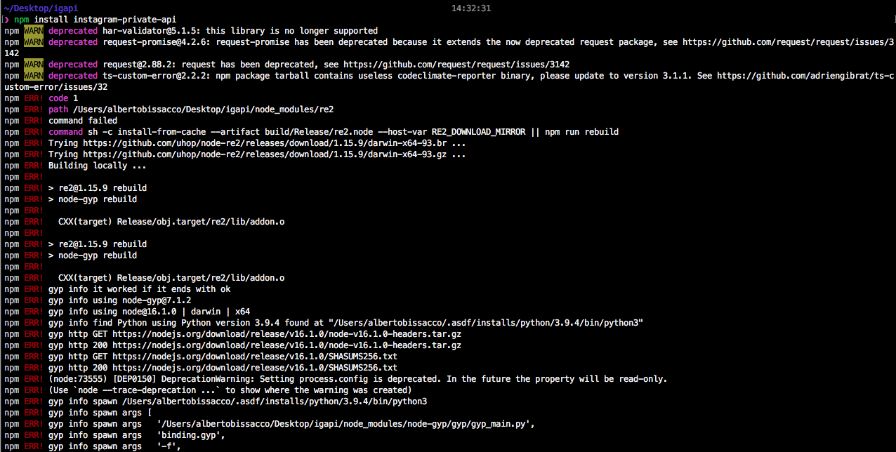 npm installation error · Issue #1427 · dilame/instagram-private-api ...