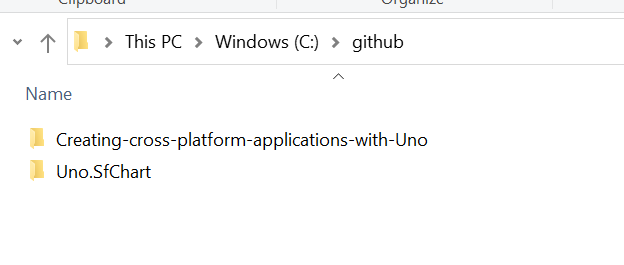 both repositories cloned to the same local root directory