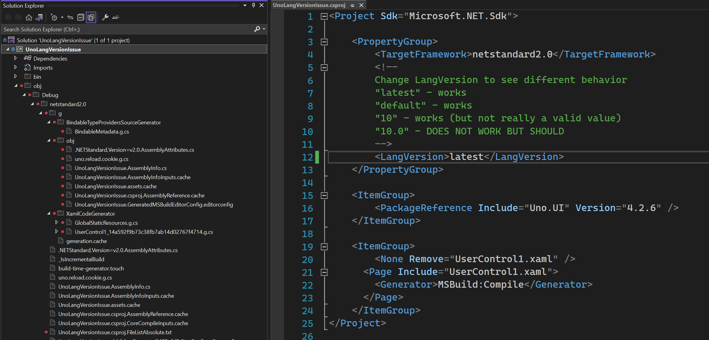 GitHub - mrlacey/UnoLangVersionIssue
