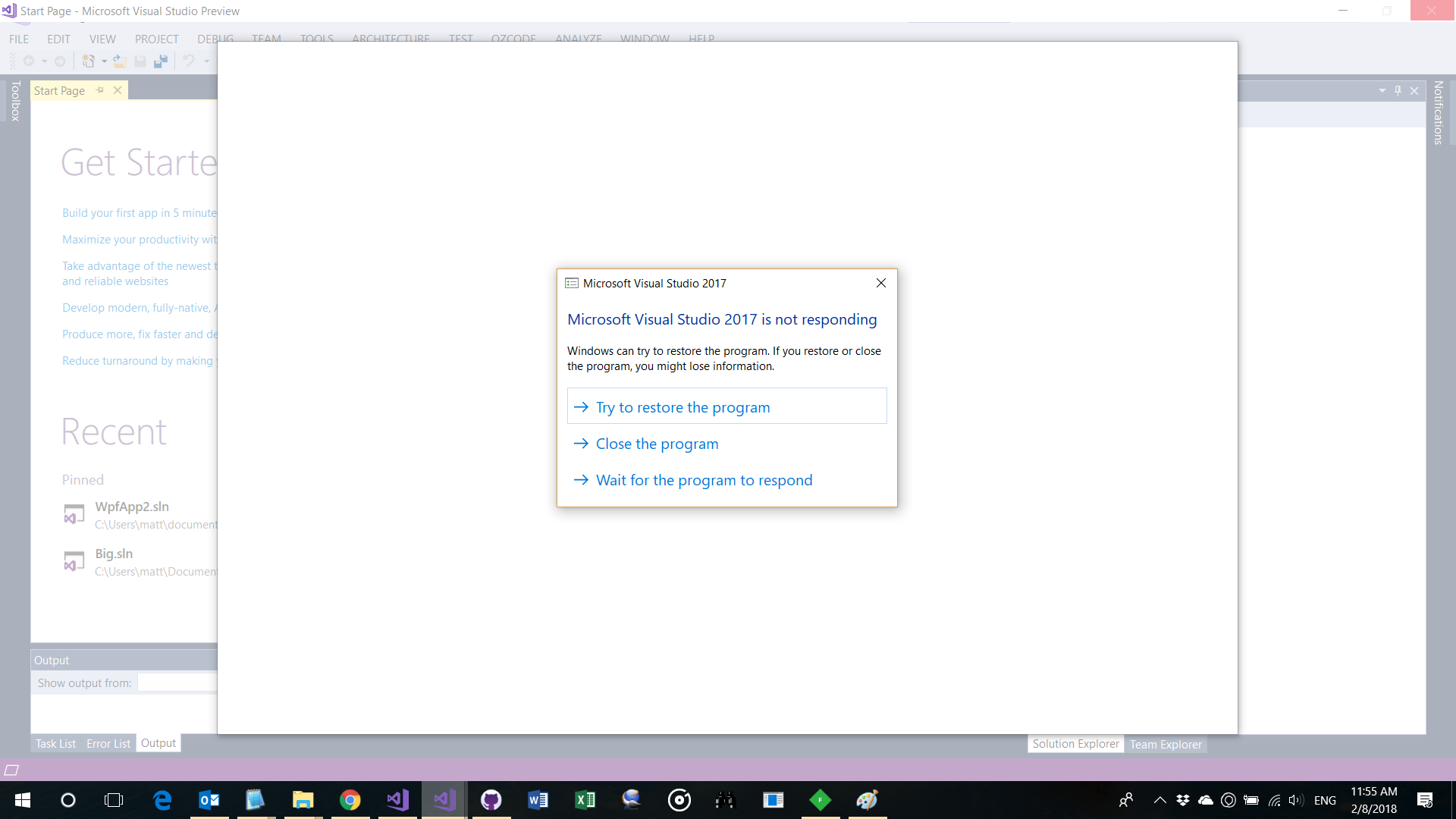 Visual Studio freezes while checking for new templates on wizard launch ...