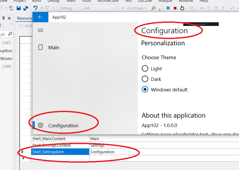 Example of different Settings page label