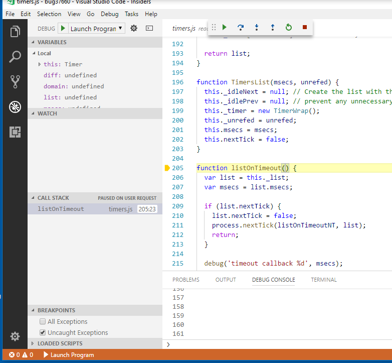Can't pause node execution (F6) · Issue #37660 · microsoft/vscode · GitHub