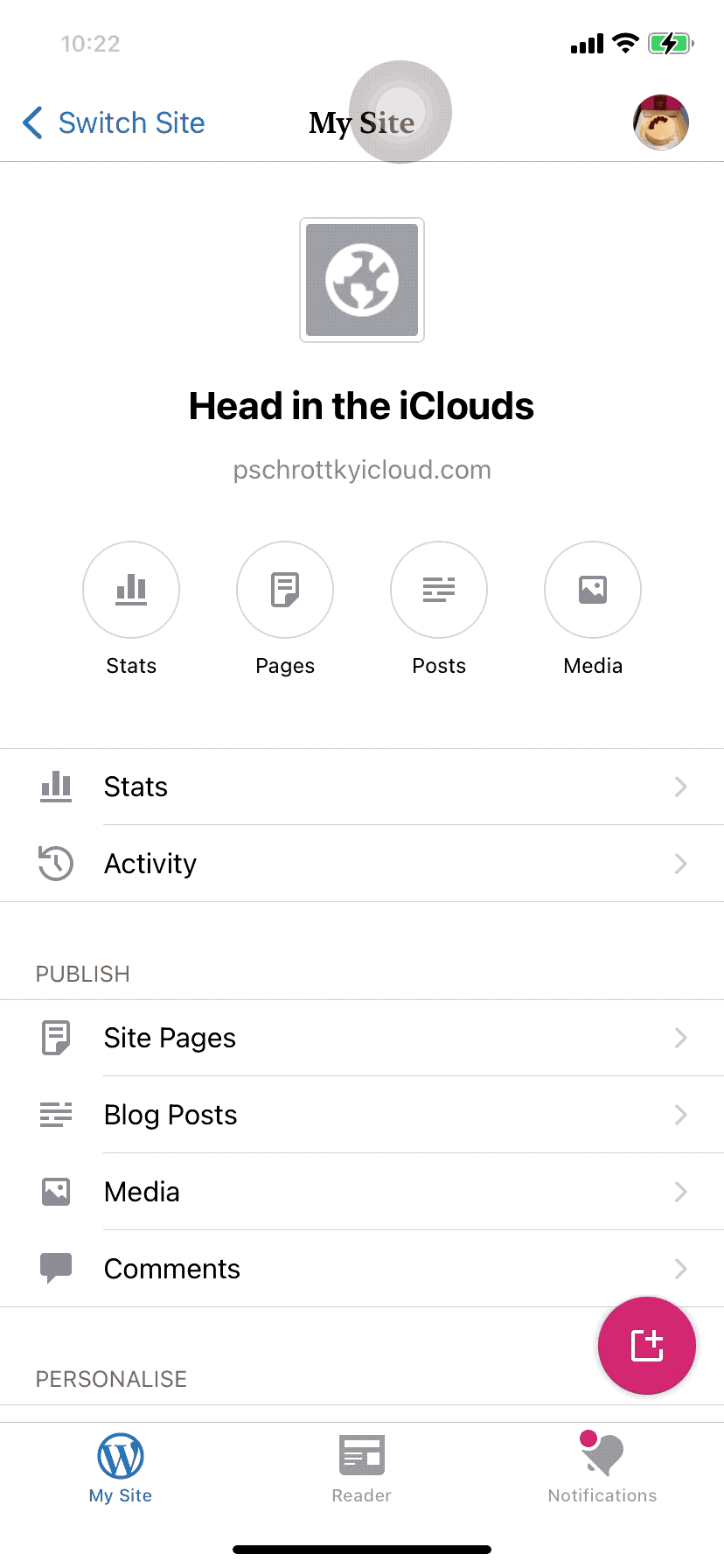 Screen recording showing that upon navigating to the Media Library, the app starts cycling through the items in the library