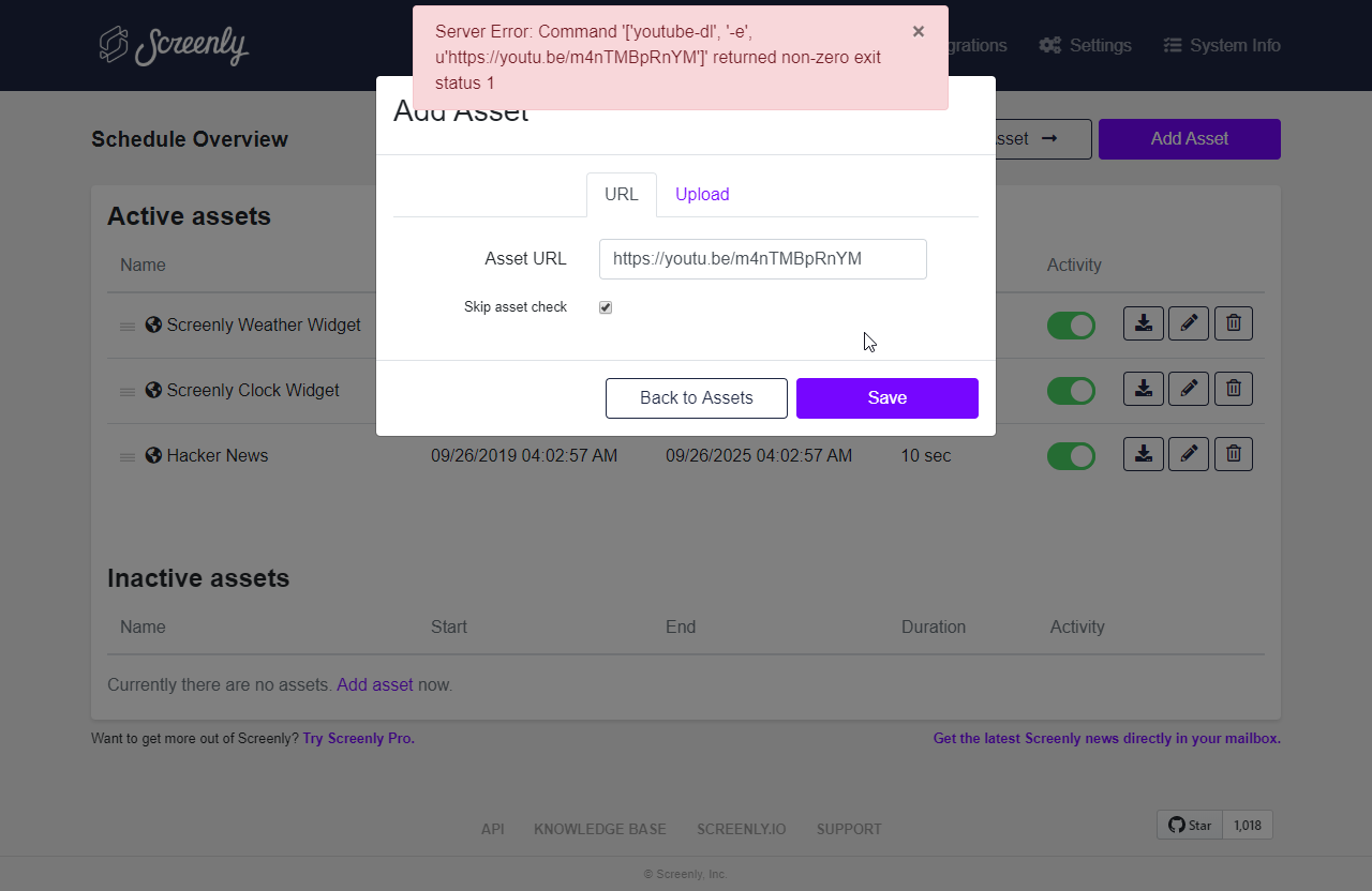 Youtube live stream non zero exit issue 1324 screenly anthias github