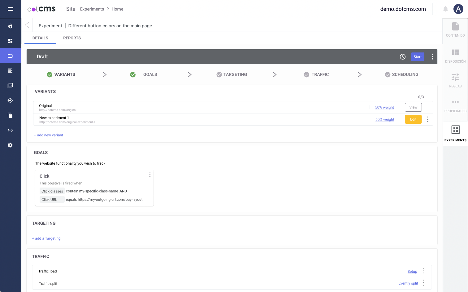 Create Experiments - Set Goals 3