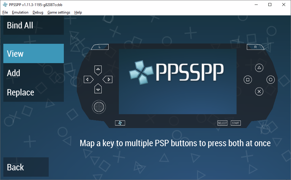 Image showing View, Add, and Replace selections next to vector image of PSP