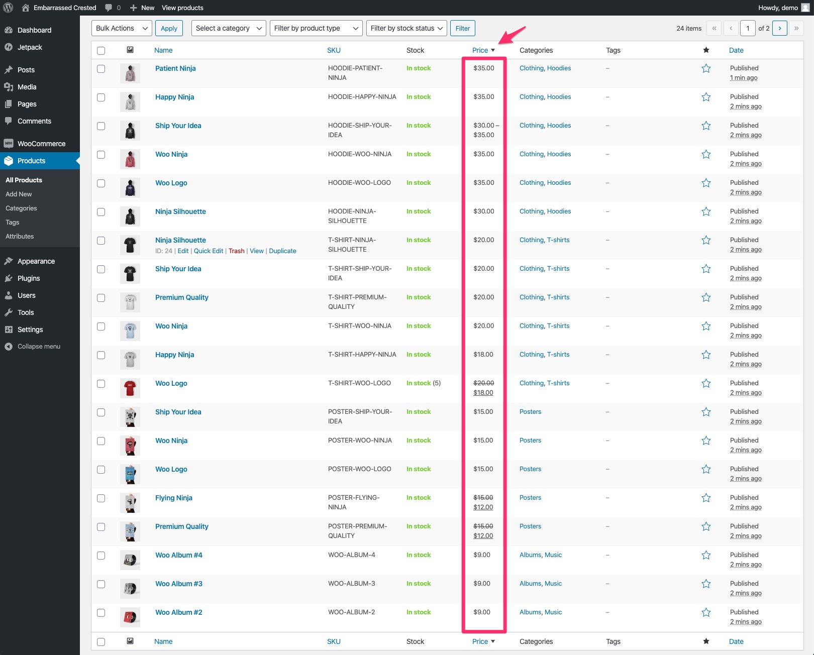 Product sort by price in admin returns random order instead of order by ...