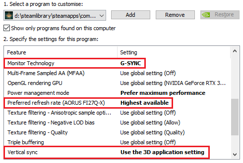 GSYNC Settings