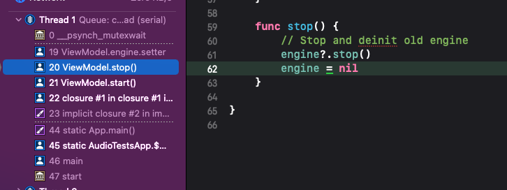 Thread is locked when AudioEngine is deallocated. · Issue #2596 ...