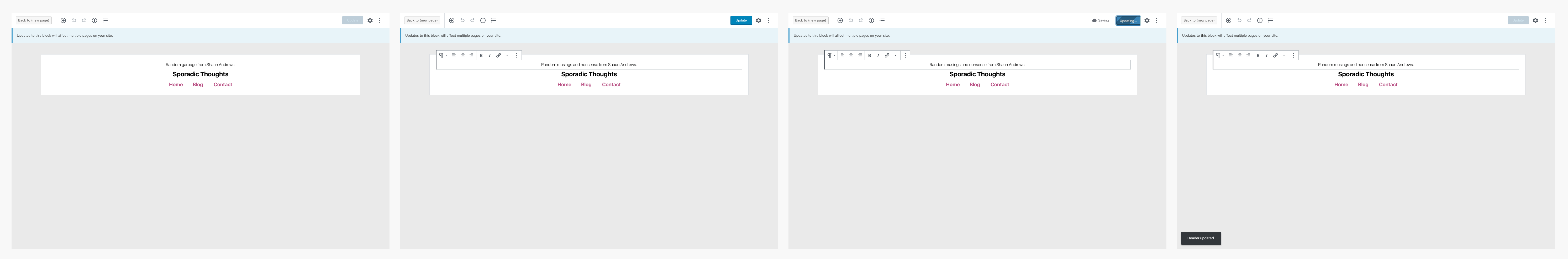 Template Part Update Flow