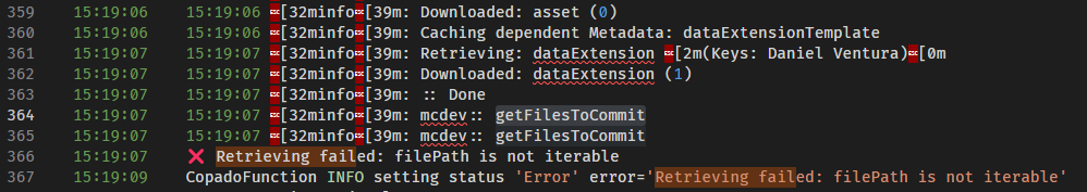[BUG] "filePath is not iterable" error on getFilesToCommit ...
