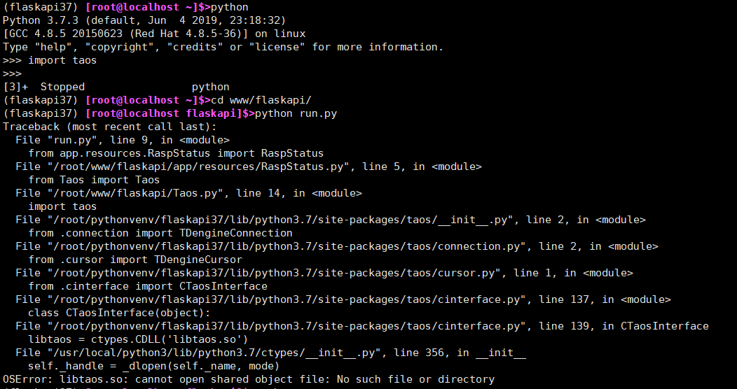 python3.7+flask import失败问题 · Issue #337 · taosdata/TDengine · GitHub