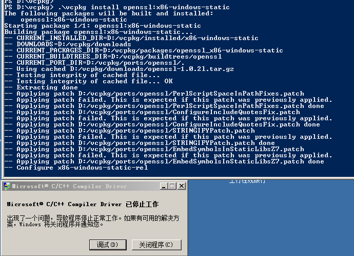 Install error: Microsof C/C++ Compiler Driver Stop Working · Issue ...