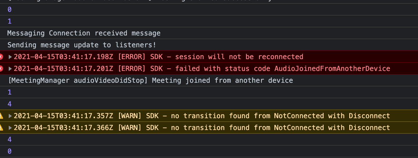 Handle AudioJoinedFromAnotherDevice case · Issue 354 · aws/amazon