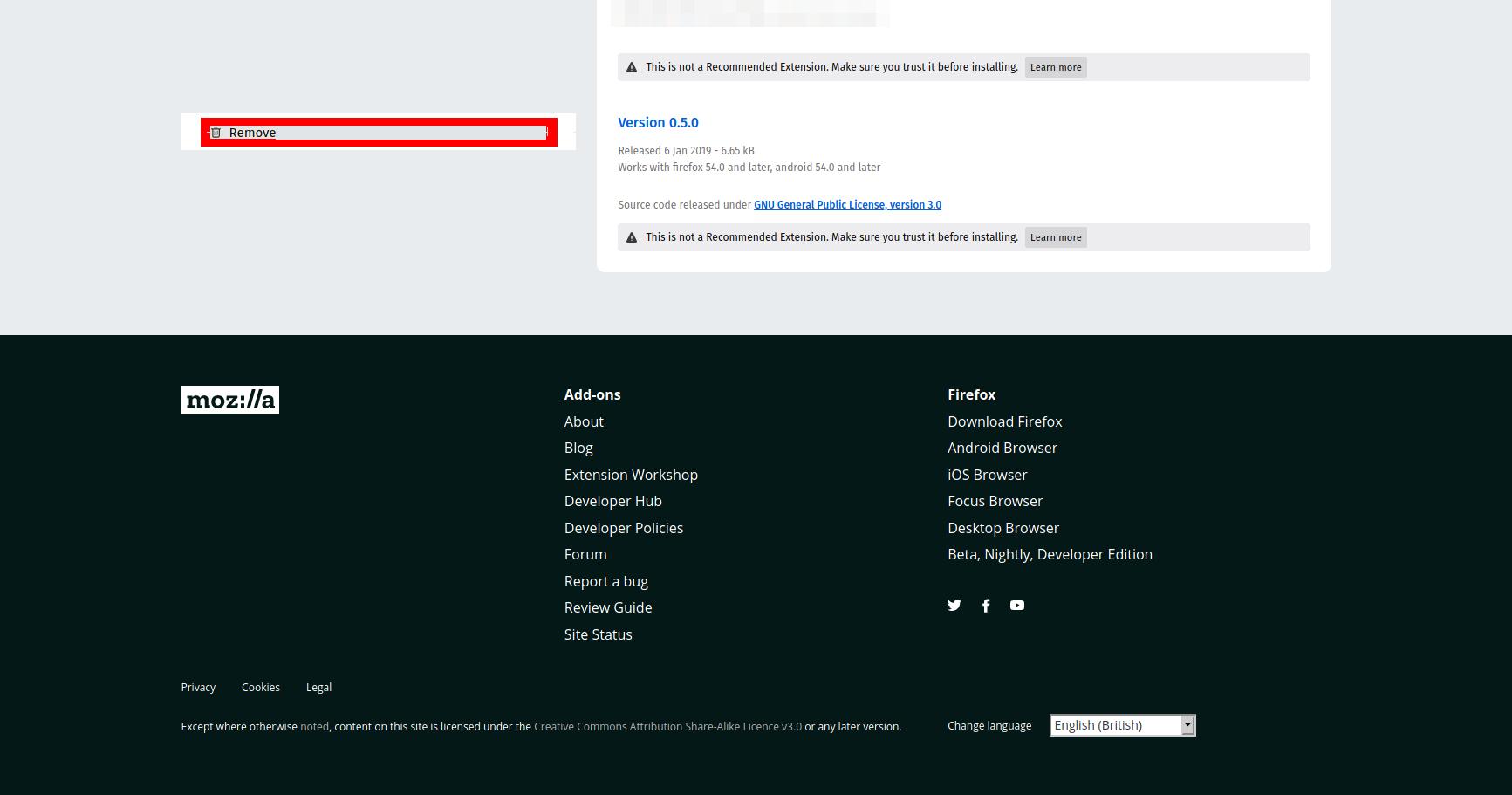 Have just one Remove button at versions/ · Issue #13639 · mozilla ...