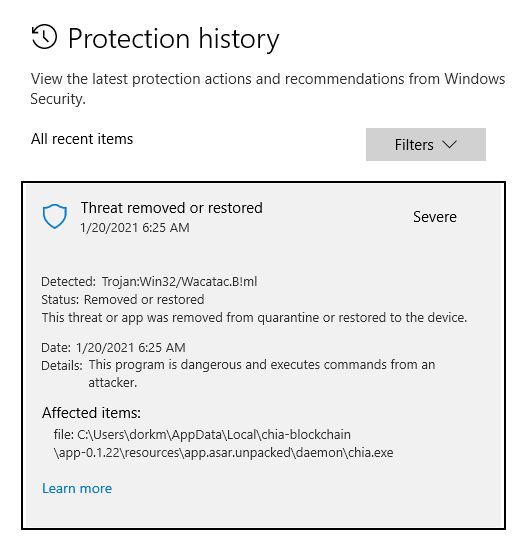 [BUG] windows defender threat flagged · Issue #723 · Chia-Network/chia ...