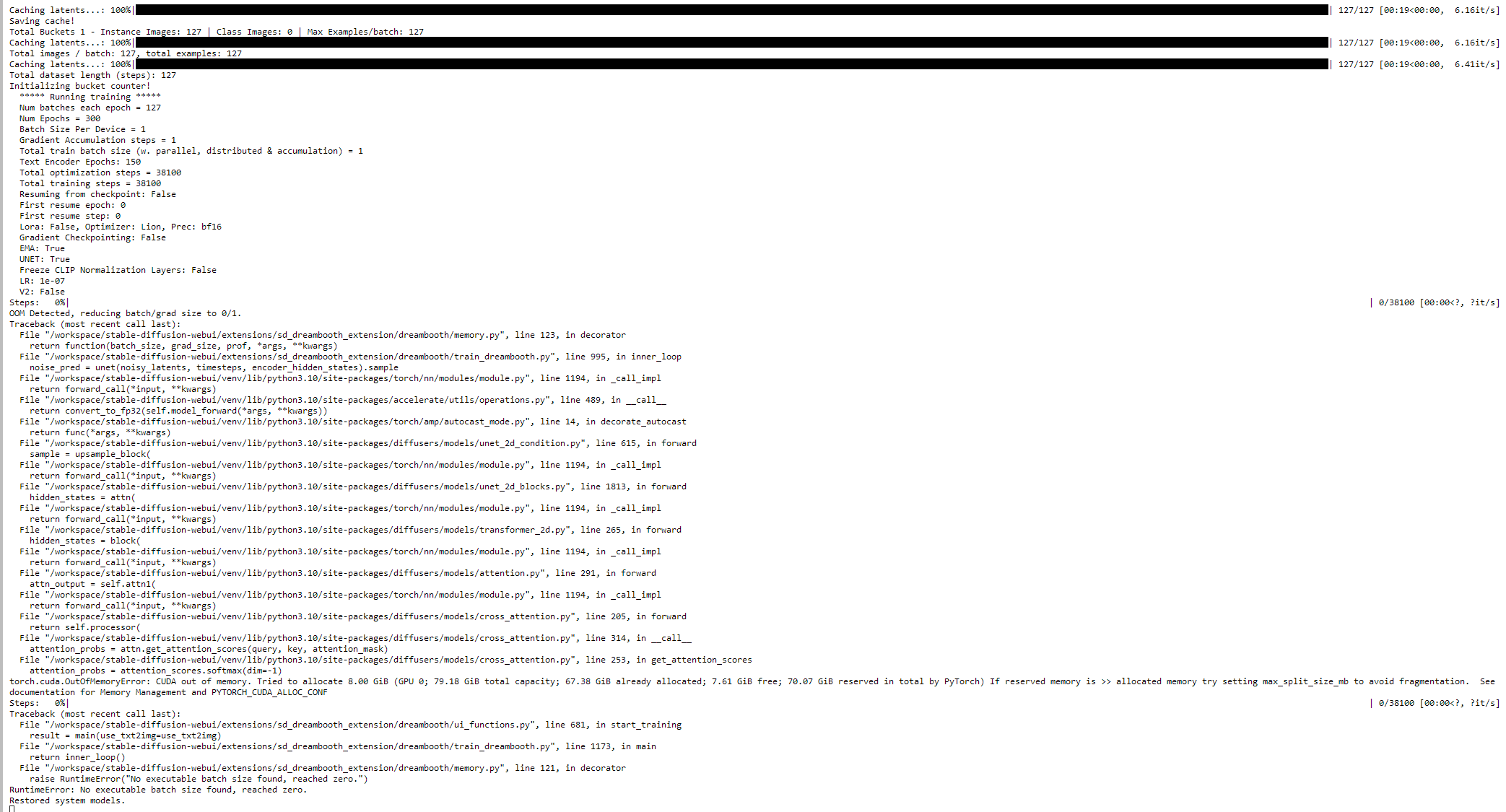 Memory allocation problem xformers on 16.7 GB xformers off 80 GB = out of memory error