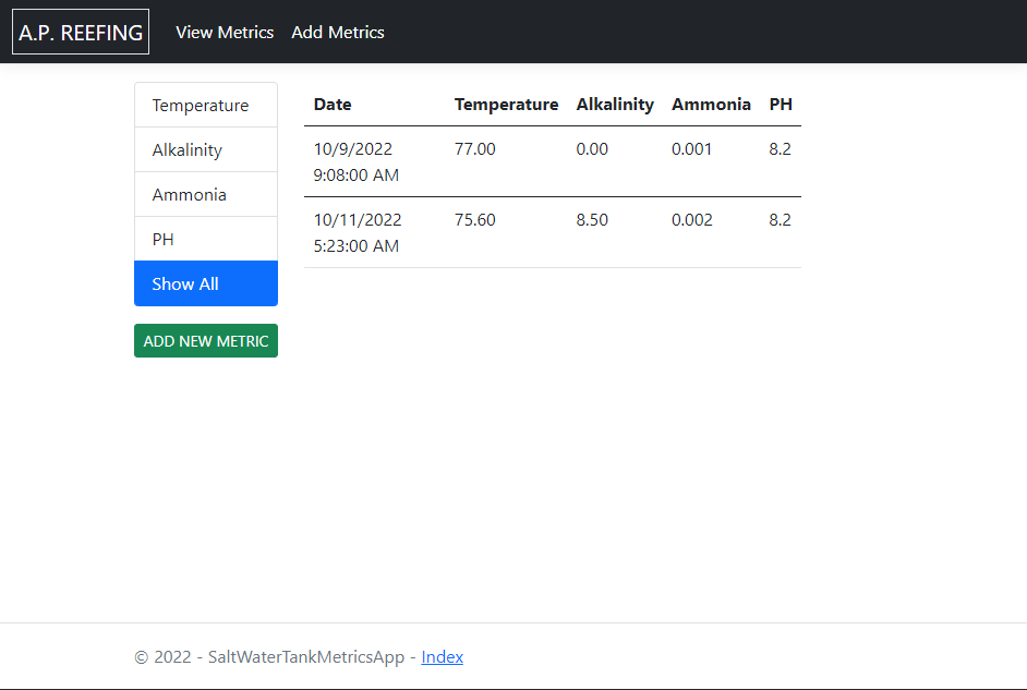 GitHub - APoythress/SaltWaterTankMetricsApp: MVC WebApp that will allow ...