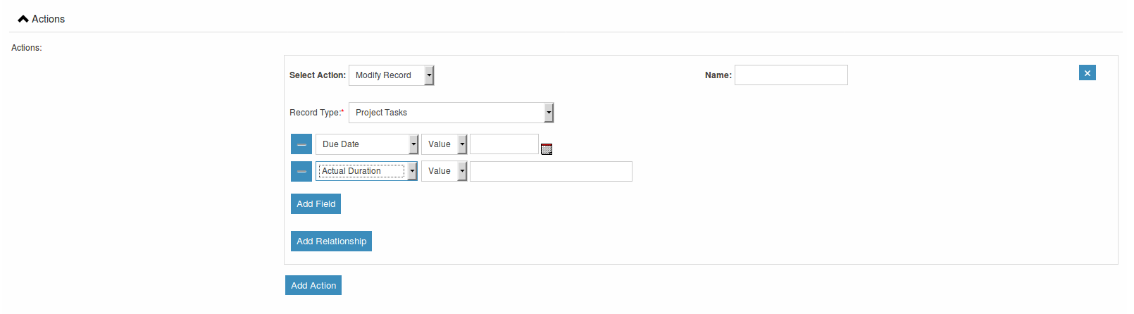 In 7.8.7. LTS Workflow actions are not working for modify record ...