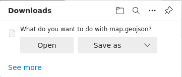 Browser Download/Save file prompt for the generated GeoJSON file.
