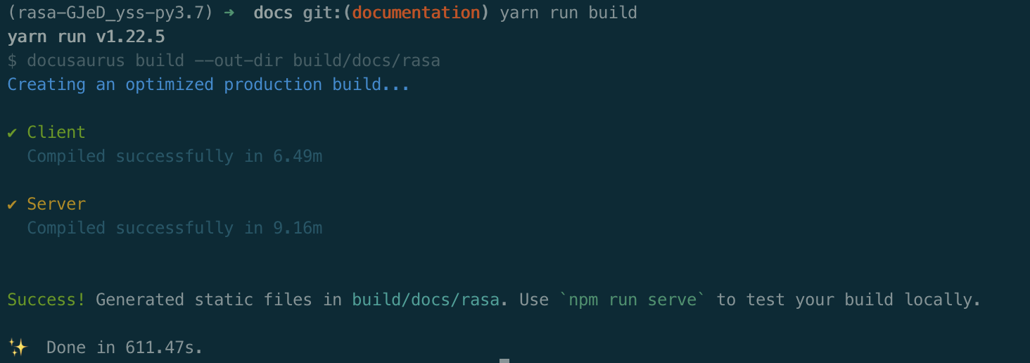 Docs couldn't deploy 5 times in a row · Issue #8816 · RasaHQ/rasa · GitHub