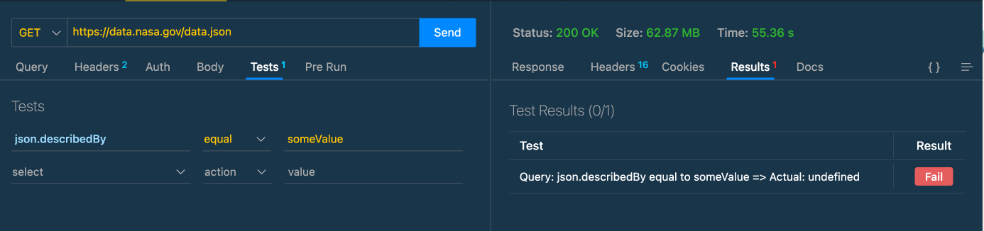 Json queries in tests are not working when response is not displayed ...