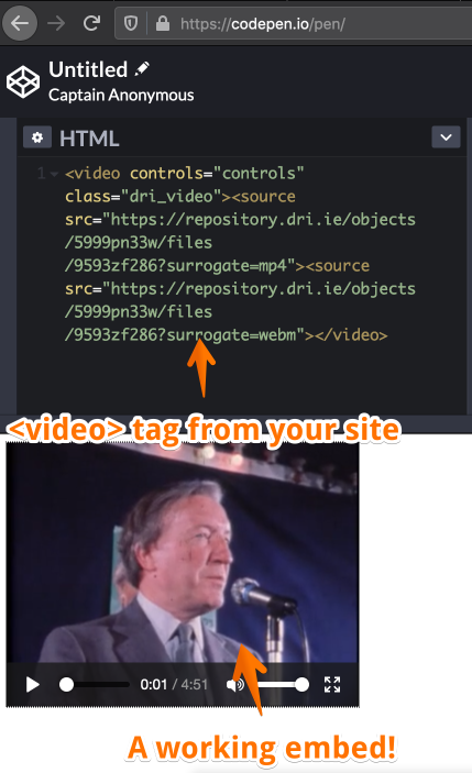 CodePen working embed