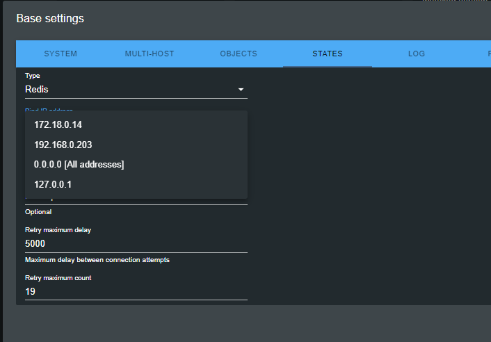 Admin 5.0.5 - React UI - Base settings Object and States Type Redis ...