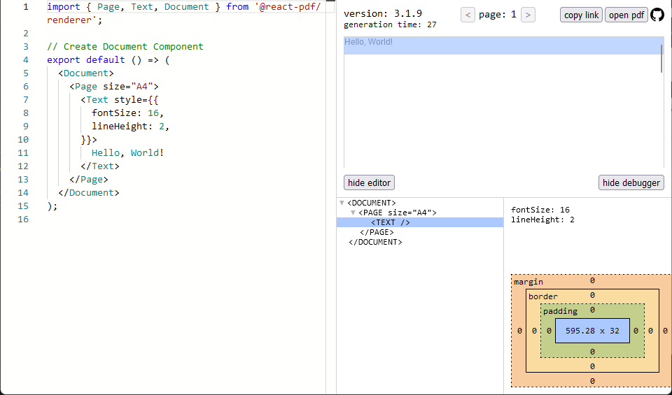 Leading in React-PDF