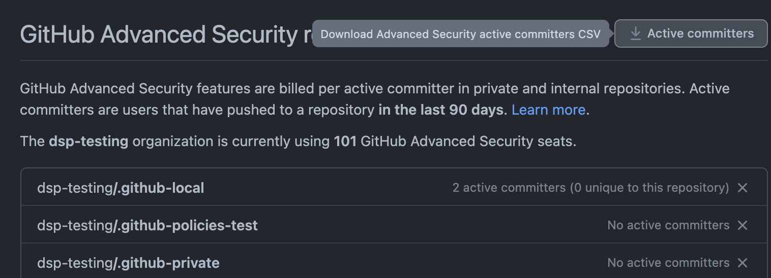 Organization security & analysis settings page