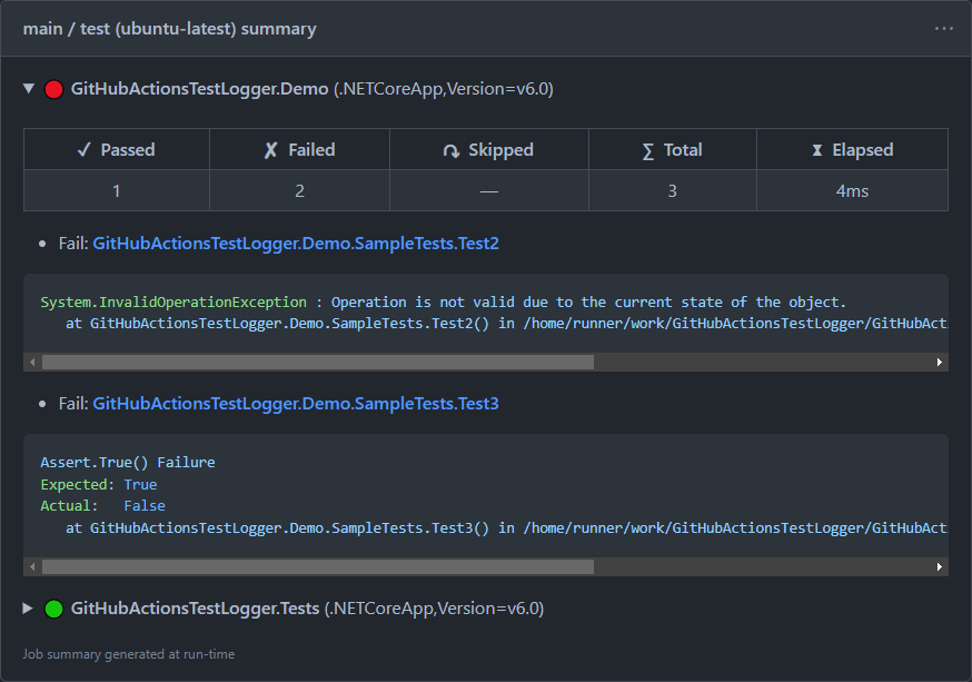 Update GitHubActionsTestLogger to the latest version to support test