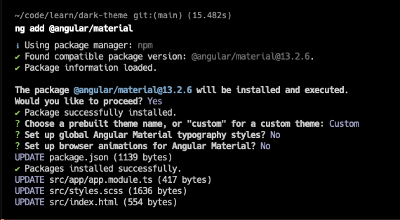 Using an Angular Material Custom Theme causes an Error involving .mjs ...