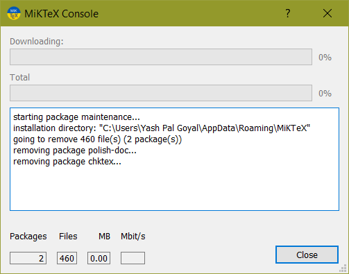 show some output indication when done with a task in miktex console ...