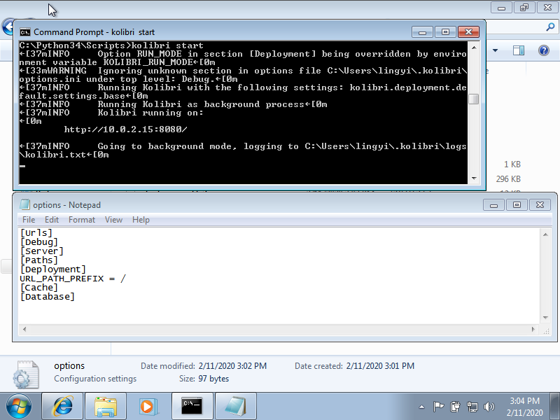 kolibri start command errors with options.ini incorrect values · Issue